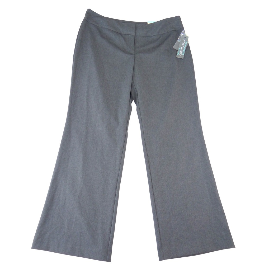 NWT Covington Essentials Petite Curvy Fit Wide Leg Dress Pants Gray 14P